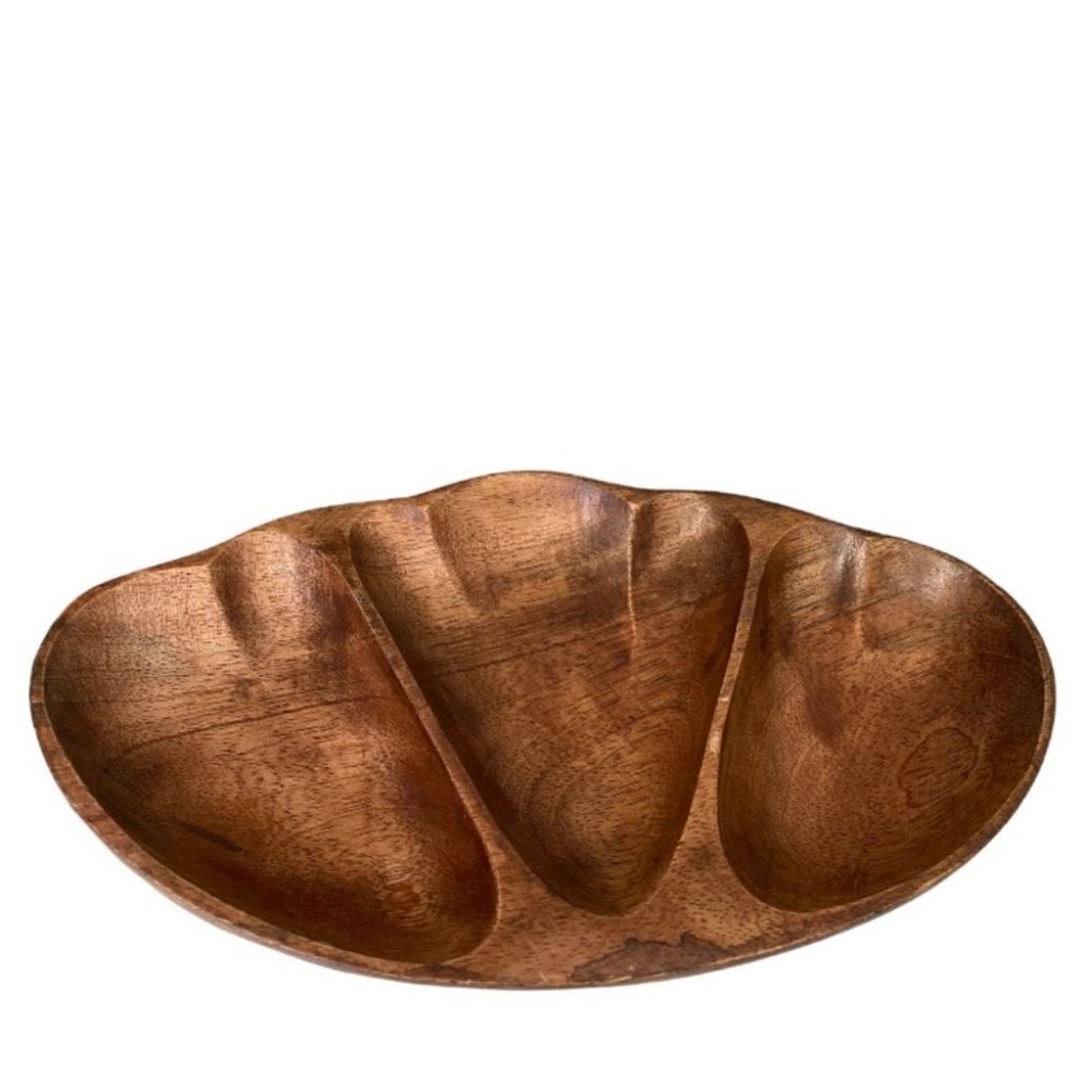 WOODEN Divided in Three Dish, Made in Thailand